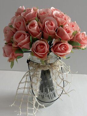 Artificial Flowers Fake Coral Pink Silk Bouquet Flowers Wedding Home Party Decor